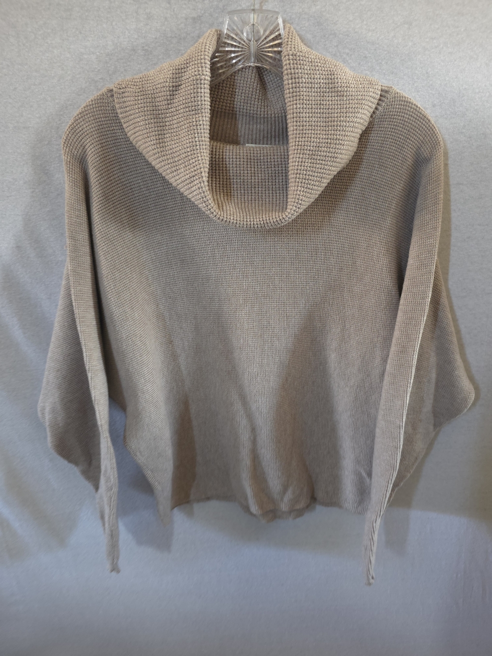Cyrus Taupe Cowl Neck Poncho Sweater